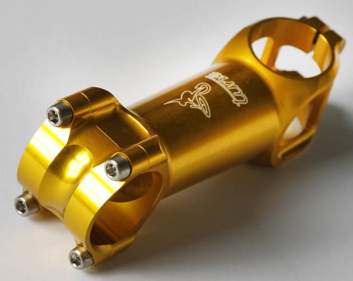 Awesome part: A classic stem, like this model from <a href="https://www.bike-magazin.de/magazin-hintergruende/tune/" target="_blank" rel="noopener noreferrer">Tune,</a> consists of eight individual parts.