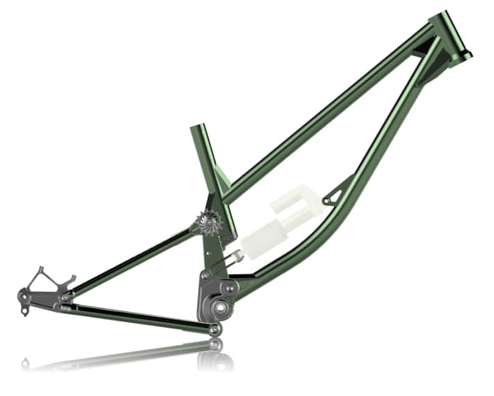 Die Rahmenform des Zoceli Vysoko ist bewusst flach gewählt. So soll das Freeride-Bike radikale Manöver in extremem Gelände ermöglichen.