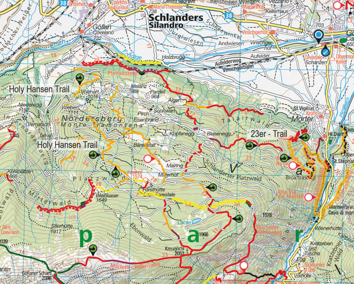   Die Supertrail-Maps: Auf einen Blick die besten Trail-Regionen erkennen. Die Farben verraten den Schwierigkeitsgrad.