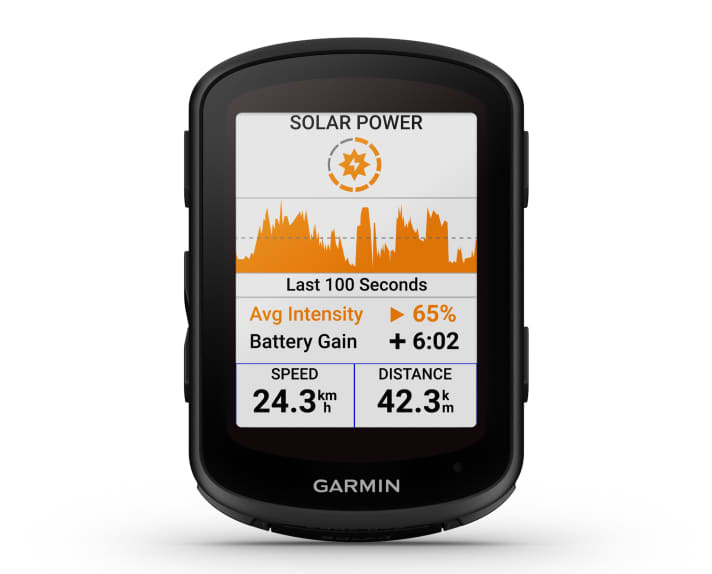 Sur l'Edge 840 solar, le soleil prolonge l'autonomie de la batterie.