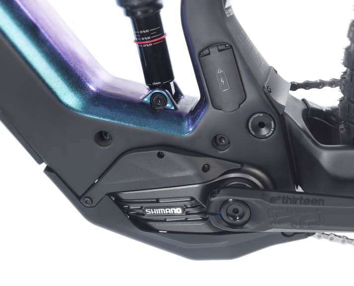   The charging port for the main battery is located above the bottom bracket.