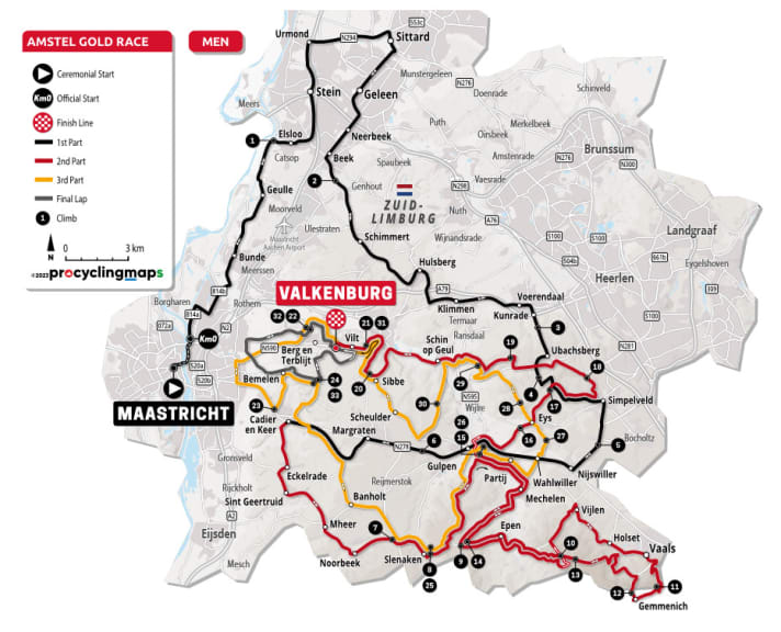 Le parcours de l'Amstel Gold Race 2024