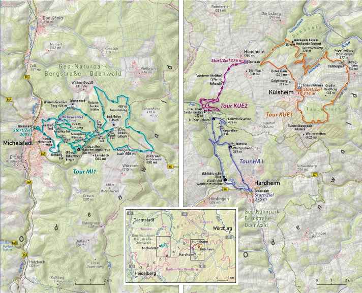 The 4 top trail laps in the Odenwald. But of course there are many more. For example, the Miltenberg classic (MIL1).