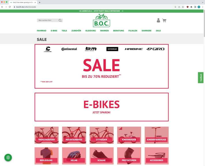SALE, SALE, SALE: hardly any shop can currently do without such banners. BOC, Stadler, H&S Bikediscount etc. are already offering 50 to 70 % off bikes and accessories in March - before the peak season.