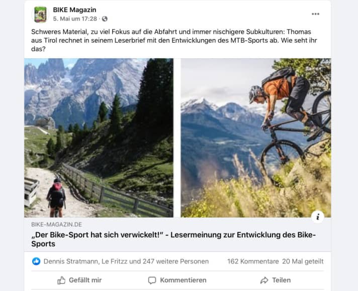 Gerade durch unseren <a href="https://www.facebook.com/BIKE.Magazin/posts/10159516756265972" target="_blank" rel="noopener noreferrer nofollow">Facebook-Post</a>  wurde über die veröffentlichte Lesermeinung heftig diskutiert. Hier unten zeigen wir stellvertretend einige Kommentare: