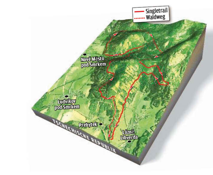   The MTB trail across three national borders: Germany, Poland and the Czech Republic.