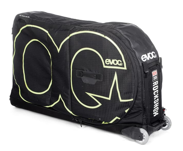   Evoc Bike Travel Bag Pro - 550 euros - www.evocsports.com PLUS packing, weight, workmanship MINUS tilts quickly