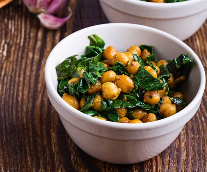 Vegetarische-Rezepte-Spinat-mit-Kichererbsen