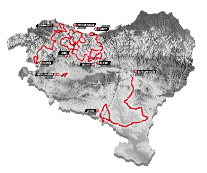 The Tour of the Basque Country 2025 on the map
