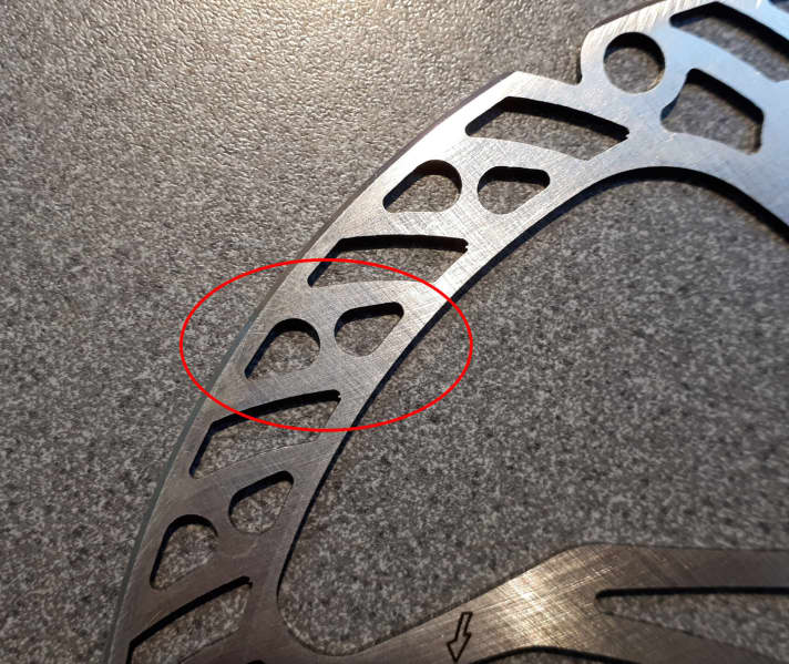   Unbedenkliche Trickstuff-Bremsscheibe Dächle UL 160 mm bzw. 180 mm von vor dem 28.06.2019.