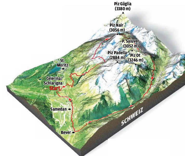   Der Suvretta-Trail im Engadin im Überblick.