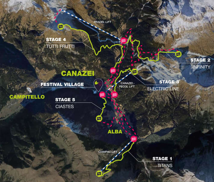 The UCI Enduro World Cup routes in Canazei