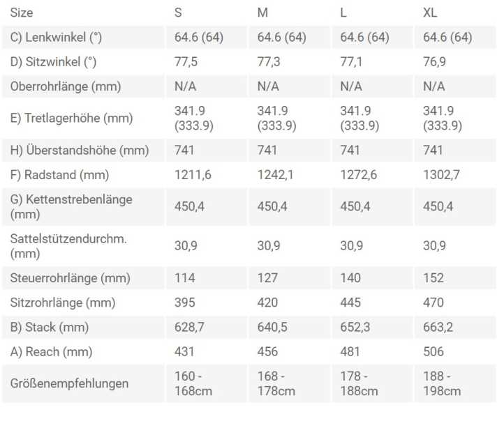 Die Geometrie des Elyte Evo im Überblick.