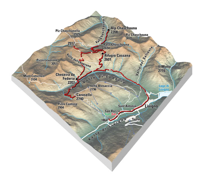 To save your battery, it's best to use the Carosello cable car service for the first ascent from Livigno.