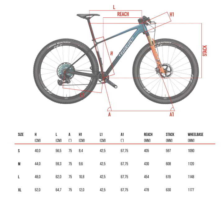 Geometriedaten des Wilier USMA SLR