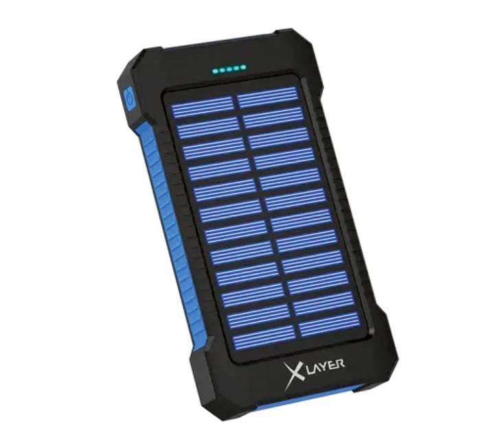 Kombination aus Solar-Powerbank und kabelloser Ladestation: die Powerbank PLUS von XLayer