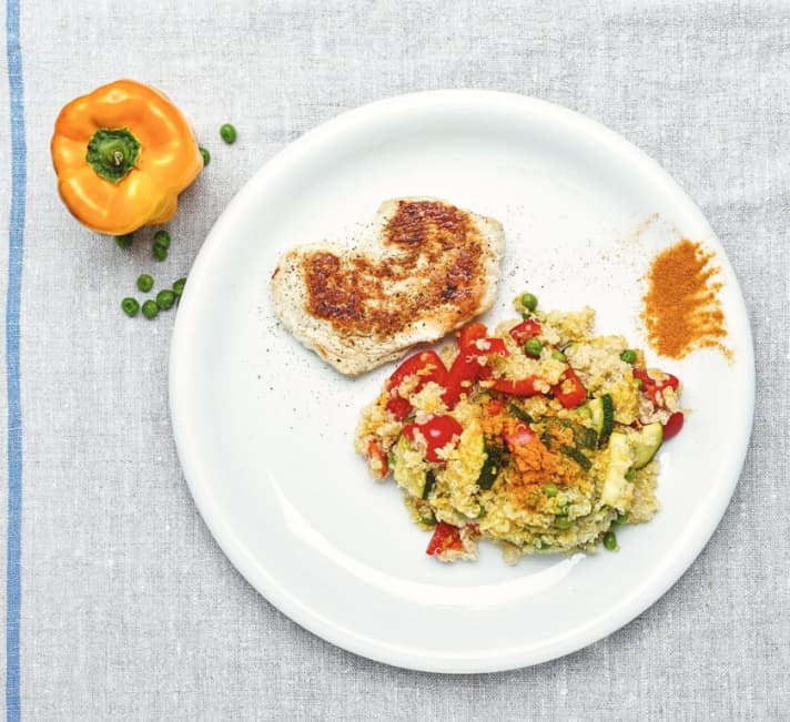   Nachladen am Abend: Dieser Teller beinhaltet genug Eiweiße, Vitamine und Kohlenhydrate.