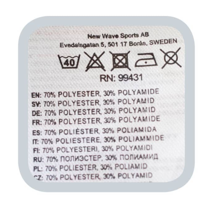 Pflegeanweisung in der Kleidung