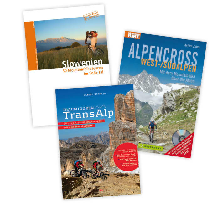    Die Transalp-Bibeln: Wer seine eigene Route plant, kommt an diesen Büchern nicht vorbei: "Transalp"  von Uli Stanciu und "Alpencross" von Achim Zahn.