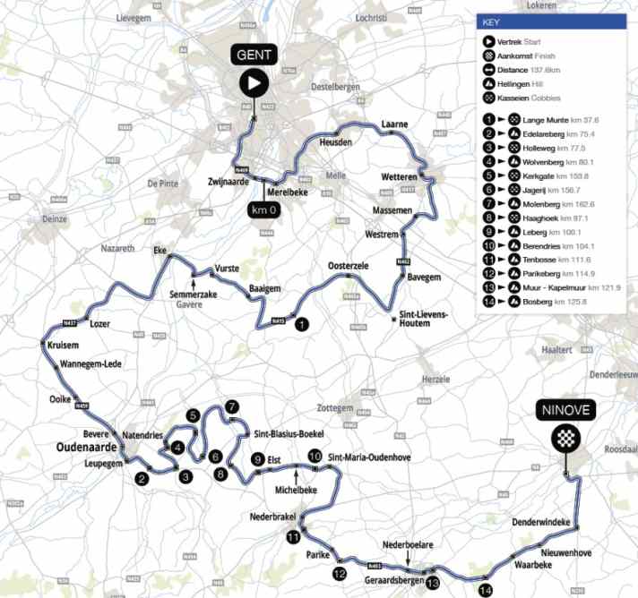 The women's race on the map