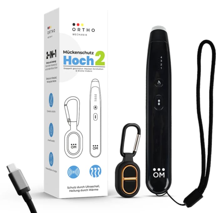 Protection against mosquitoes by ultrasound plus a bite healer if you do get bitten.