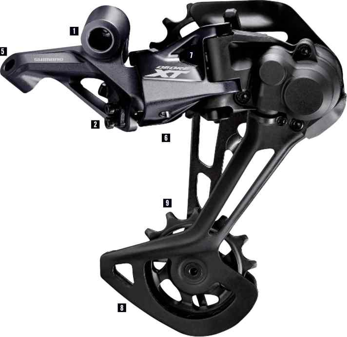 Der Aufbau eines Shimano-XT-Schaltwerks.