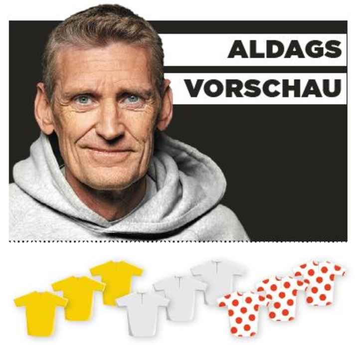 Diese Bedeutung misst Rolf Aldag der 14. Etappe für Gelb, Grün und Bergtrikot zu - je mehr farbige Trikots, desto größer die Bedeutung.