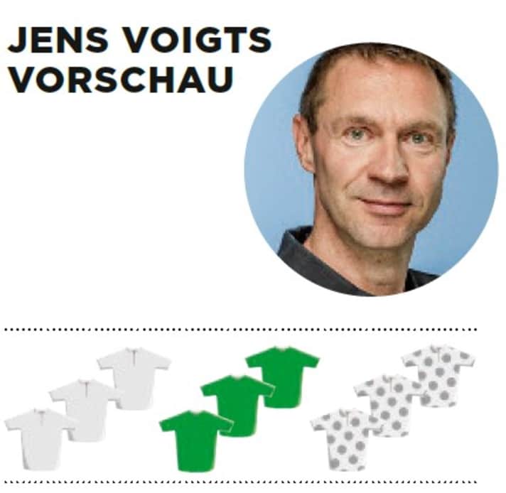 Diese Bedeutung misst Jens Voigt der 9. Etappe für Gelb, Grün und Bergtrikot zu - je mehr farbige Trikots, desto größer die Bedeutung.