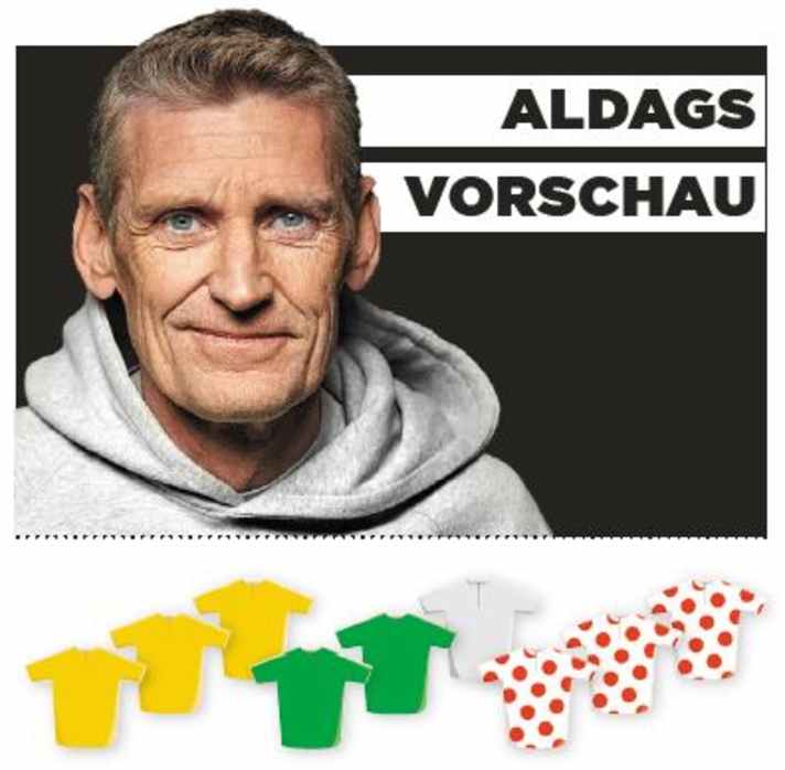 Diese Bedeutung misst Rolf Aldag der 19. Etappe für Gelb, Grün und Bergtrikot zu - je mehr farbige Trikots, desto größer die Bedeutung.