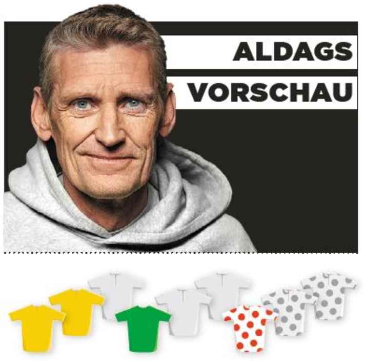 Diese Bedeutung misst Rolf Aldag der 1. Etappe für Gelb, Grün und Bergtrikot zu - je mehr farbige Trikots, desto größer die Bedeutung.