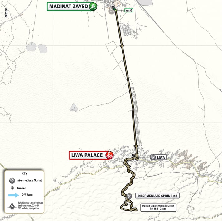 Die Strecke der 1. Etappe der UAE Tour 2024.