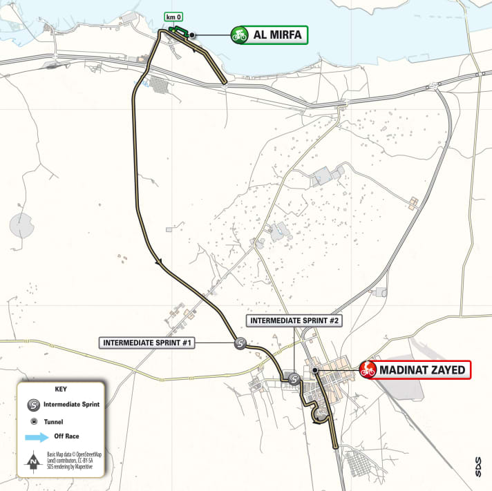 The route of the 2nd stage of the UAE Tour Women 2024.