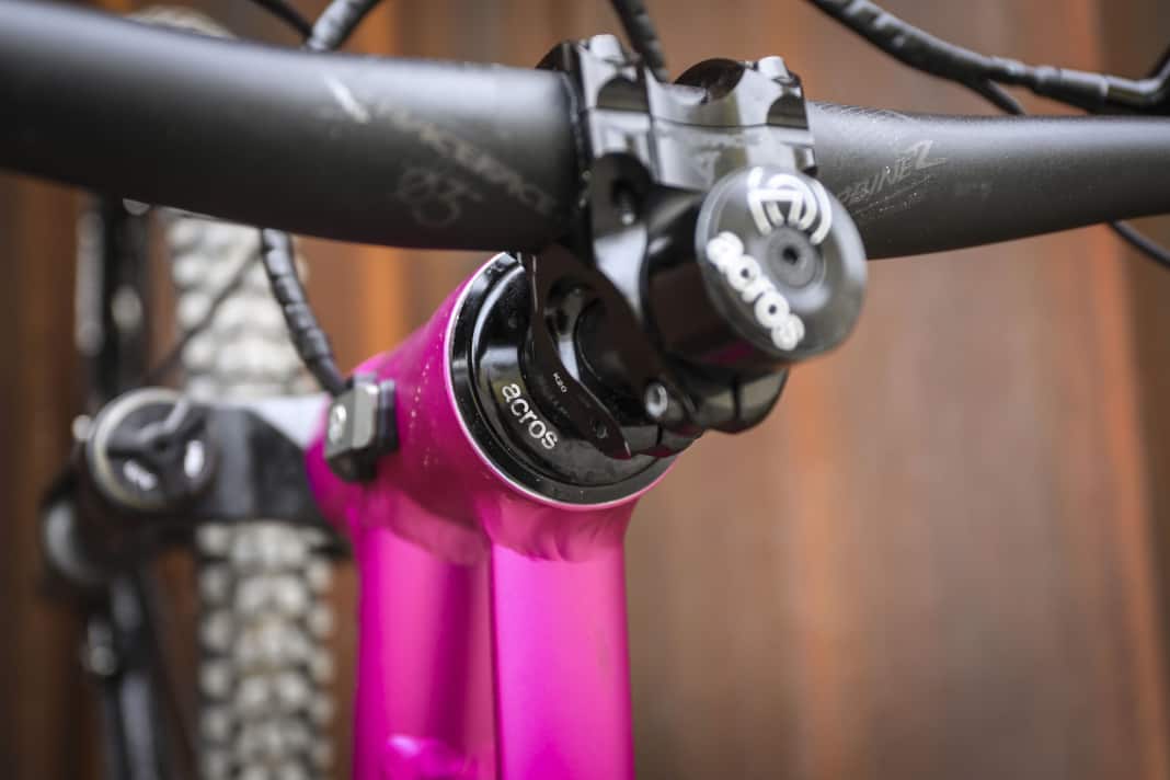 Das  G1 GPI setzt auf einen großzügigen 65-mm-Steuerrohrdurchmesser - das eröffnet eine große Auswahl an kompatiblen Steuersätzen, mit denen sich Reach und Lenkwinkel feinjustieren lassen.