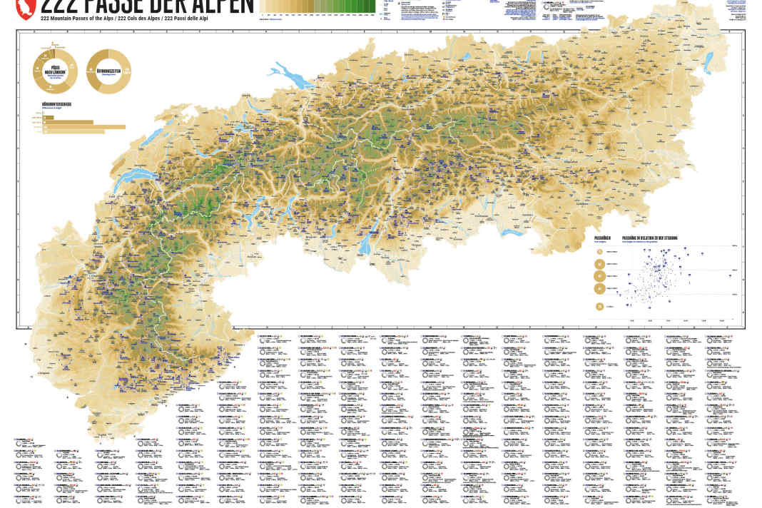 Marmota Verlag has once again published a map for fans of the Alps. 222 passes of the Alps...
