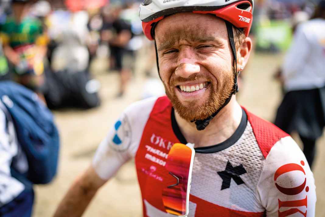 Mathias Flueckiger has reason to be happy again. Here during the UCI Cross Country World Cup in Pal Arinsal, Andorra, in September.
