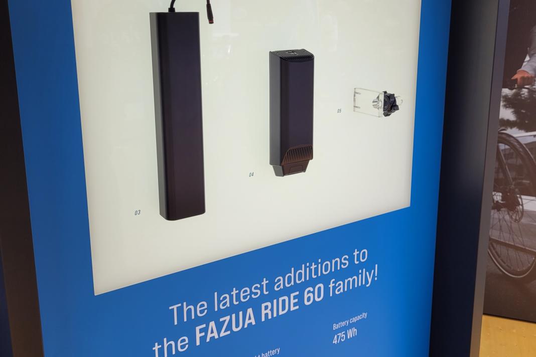 The new Fazua battery has a capacity of 480 Wh, the range extender 215 Wh and weighs 1.1 kilograms.