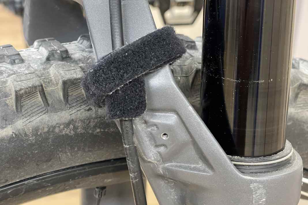 Before: The bracket for the brake line has been lost. Somehow, somewhere, at some point ...