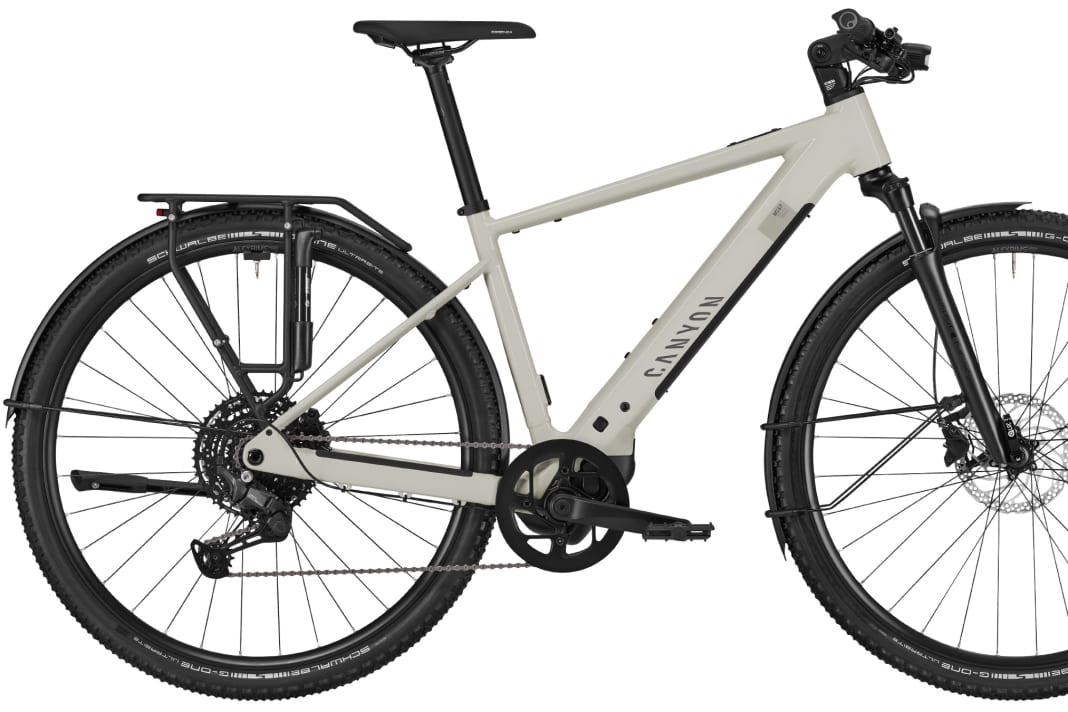 Das Canyon Pathlite:ON Superlight 4 gibt es in weiß mit normalem Rahmen...