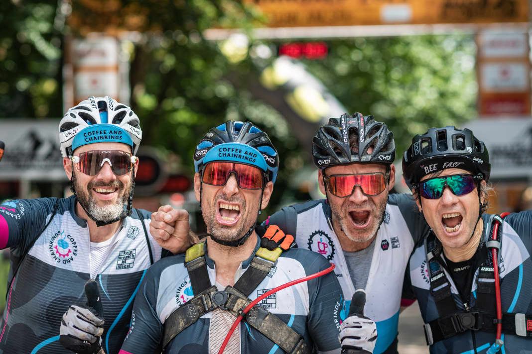 Old-school summit bites: The Coffee and Chainrings troupe suffered on many a climb, but were always in high spirits.