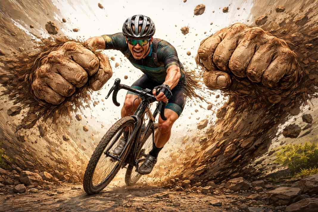 Thin tyres, big problems - when the ground takes a beating.