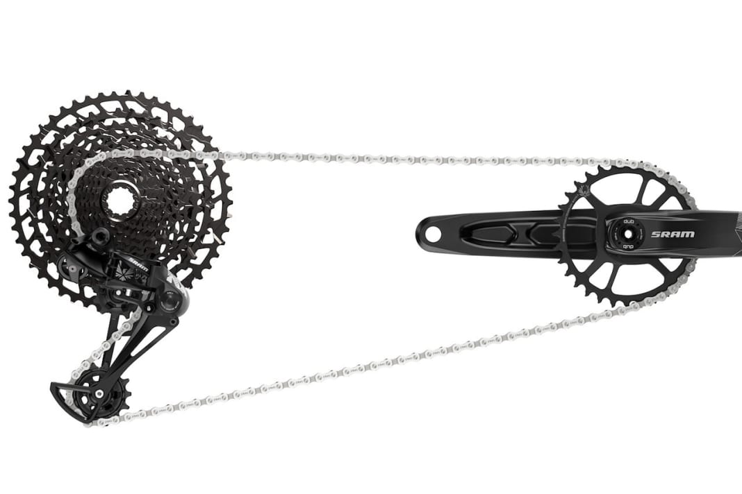 Durch den neuen NX Eagle-Antrieb wird Sram zukünftig auch an günstigen Mountainbikes öfter zu sehen sein und Shimano Konkurrenz machen.