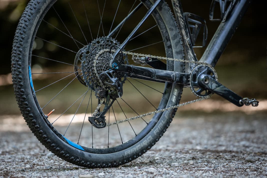 Die neue GX Eagle mit 10-52er Kassette und der neuen Carbon-Kurbel an unserem Testbike, einem Cube Elite C:68 X.