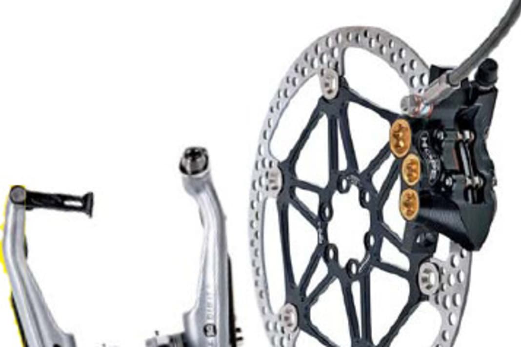 DISC OR V-BRAKE

More than a question of conscience: the disc brake is clearly superior to the V-brake. Disc brakes score particularly well in terms of modulation. However, if you are afraid of the expensive conversion (after all, you usually also need a new set of wheels) or want to squeeze the last gram out of your bike, opt for V-brakes.