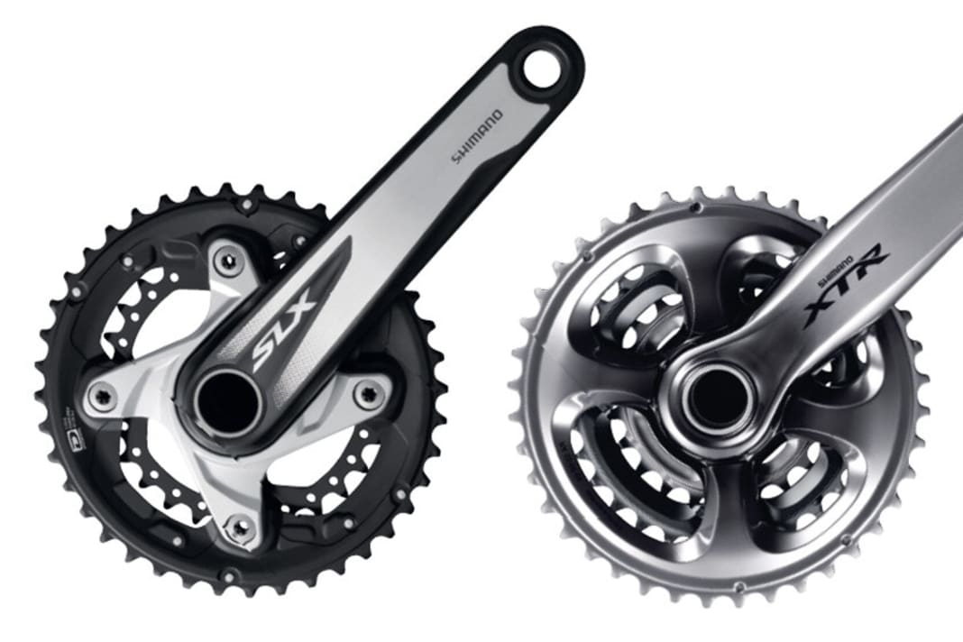 Shimano believes in the benefits of multiple chainrings: 2x and 3x cranks are the norm. The new 11-speed XTR comes in 1x, 2x and 3x for the first time. The composite construction of the triple chainrings sets new standards in terms of durability and weight.