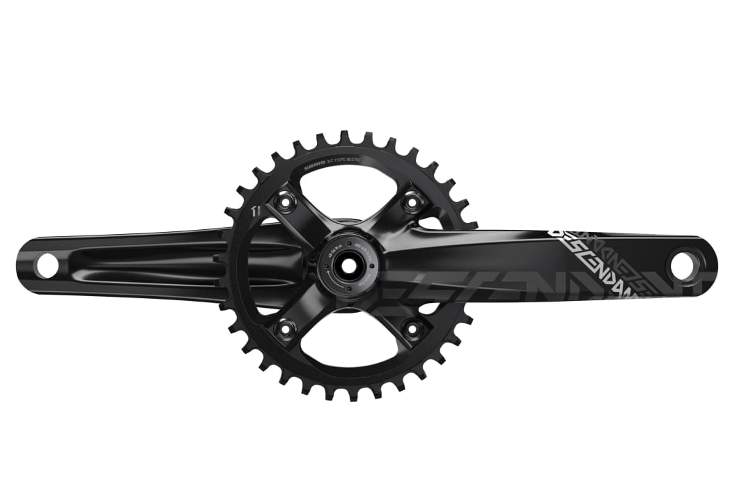 One for the rough stuff: the downhill crank is available in 165 or 170 millimetre lengths, weighs 725 grams with a 32 mm chainring and costs 166 - 214 euros.