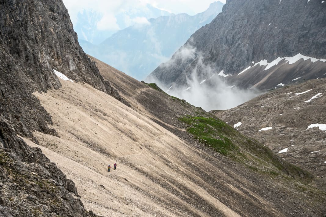Impressive atmosphere on the descent from the Meiler hut. Unfortunately, there are only a few sections
 enjoyable to ride.