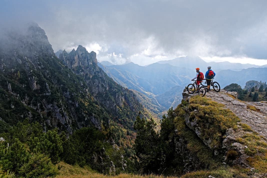 Where is Lake Garda hiding? After a day without a view of the lake, the lake on Monte Caplone peeps out from behind the rocky peaks for the first time.   