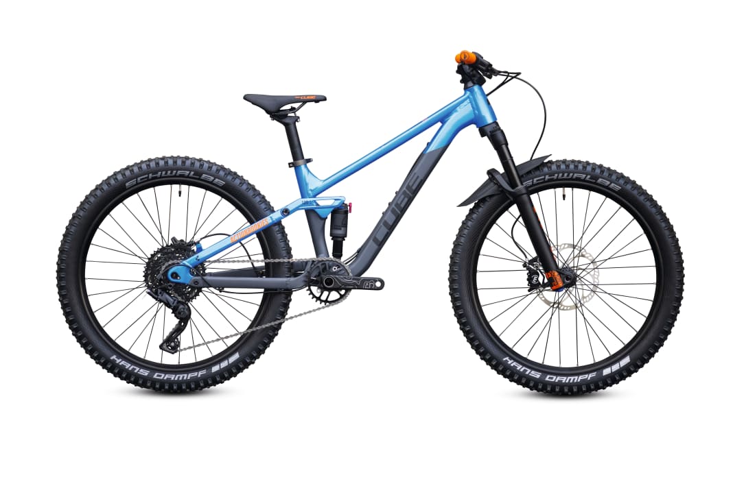 A fair package for the first full-suspension bike for children: the Stereo 240 One.