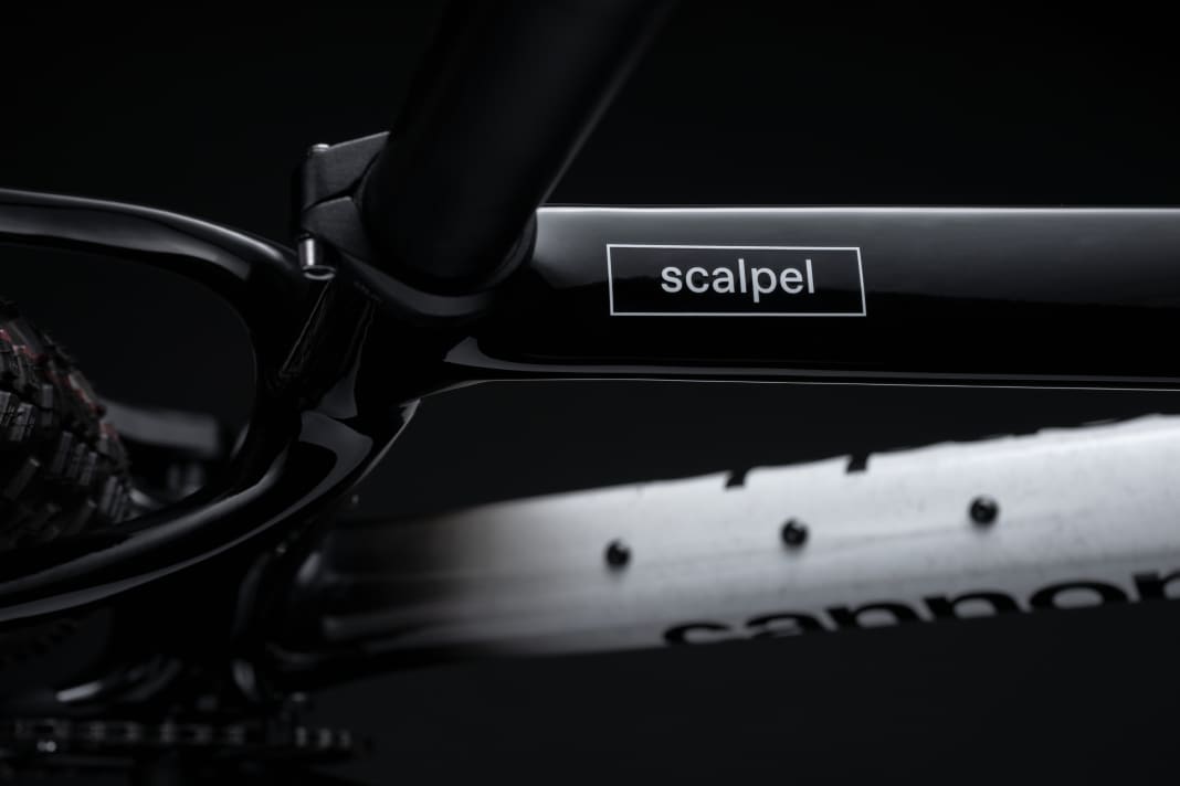 The "Scalpel" lettering is now no longer just emblazoned on Cannondale's race bike, but on the top tube of the race hardtail.