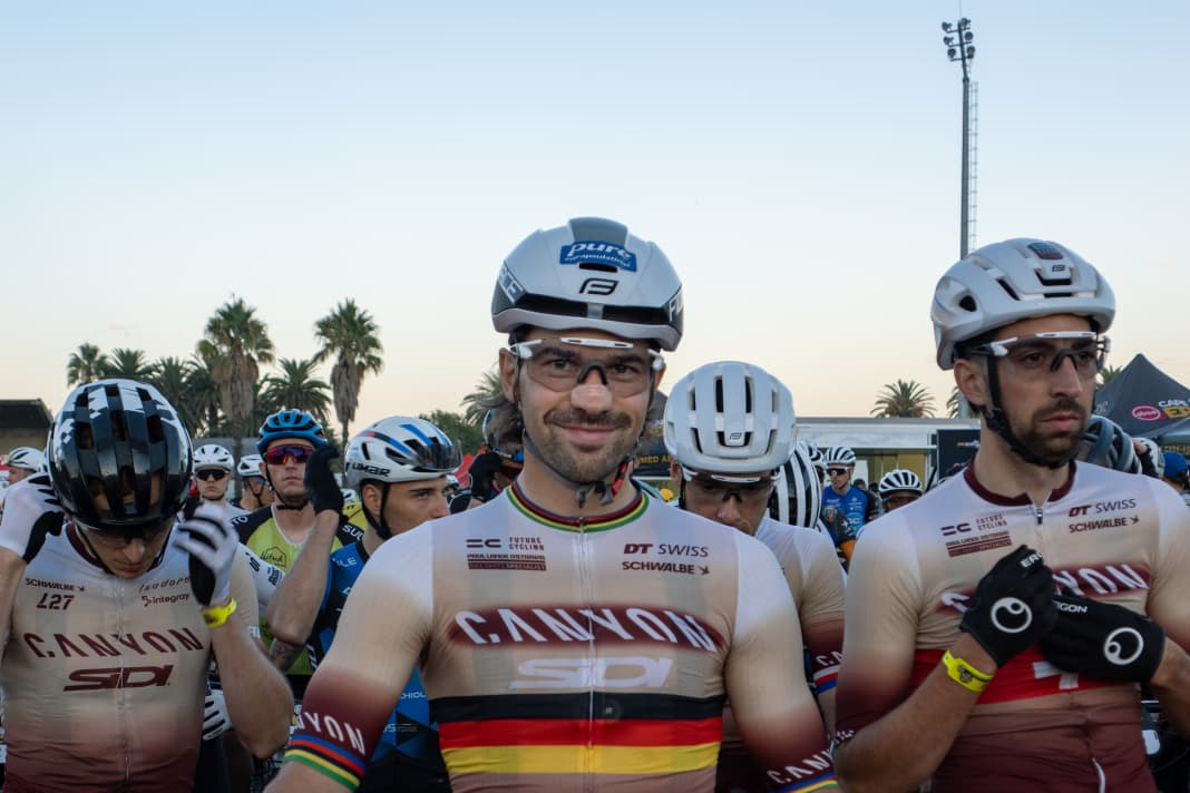Andreas Seewald (centre) and Marc Stutzmann (right) want to attack again today on stage 5 of the Cape Epic.